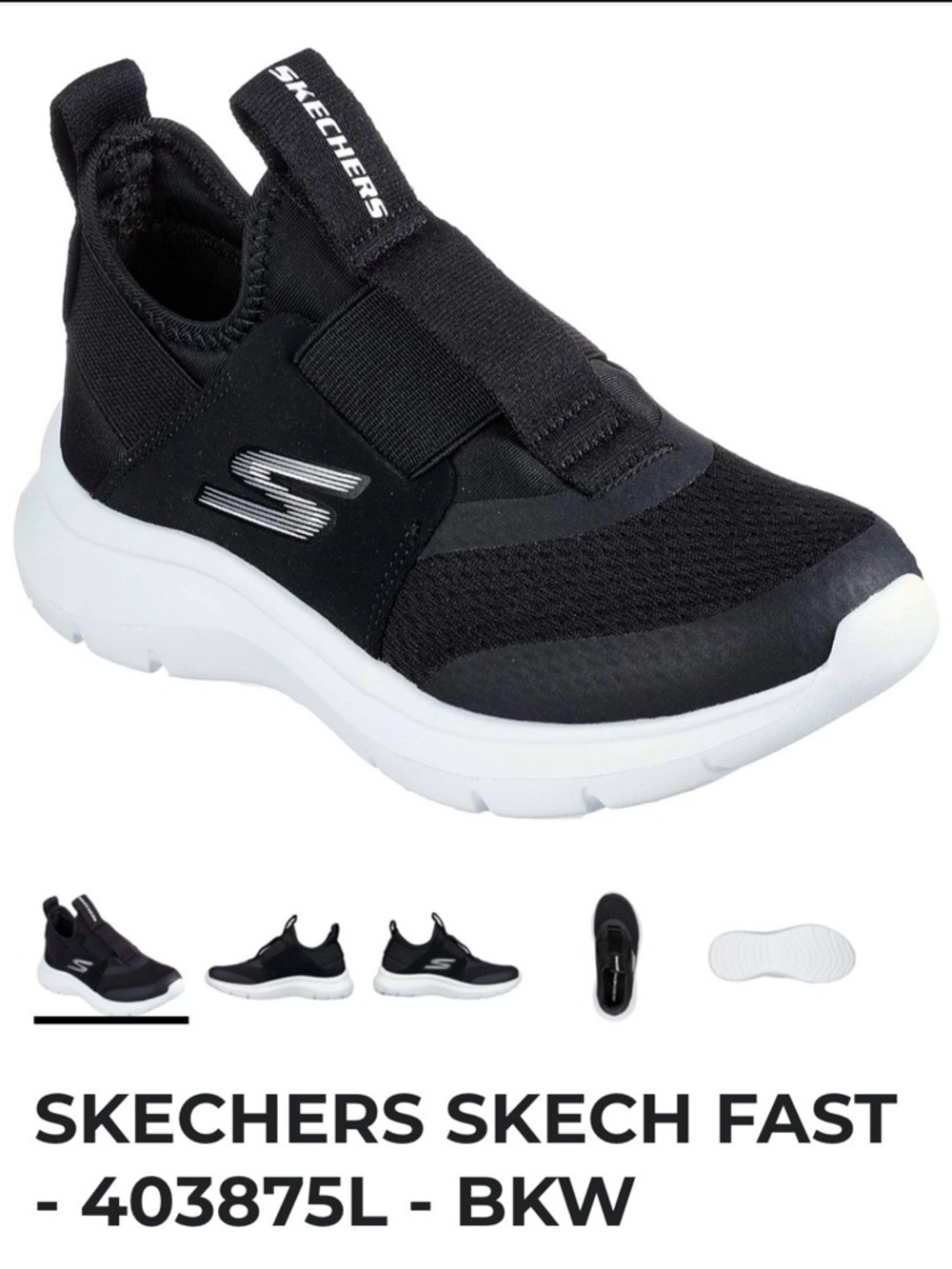 Skechers Kids Black and White Slip-On Athletic Sneakers